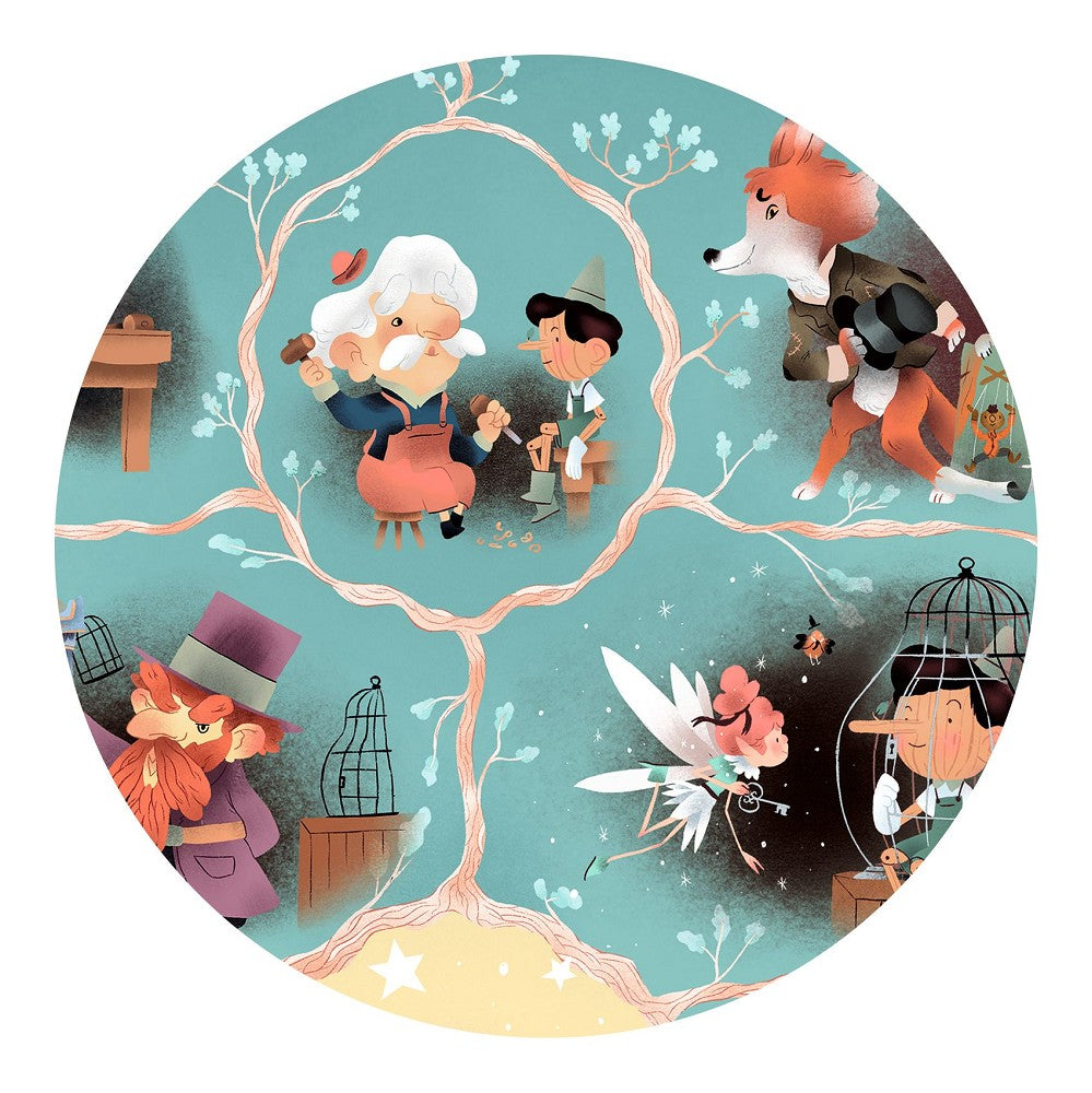Pinocchio Puzzle 54 Teile, 33x44,5cm, märchenhaftes Comic-Puzzle ohne Text, Design Clément Lefèvre