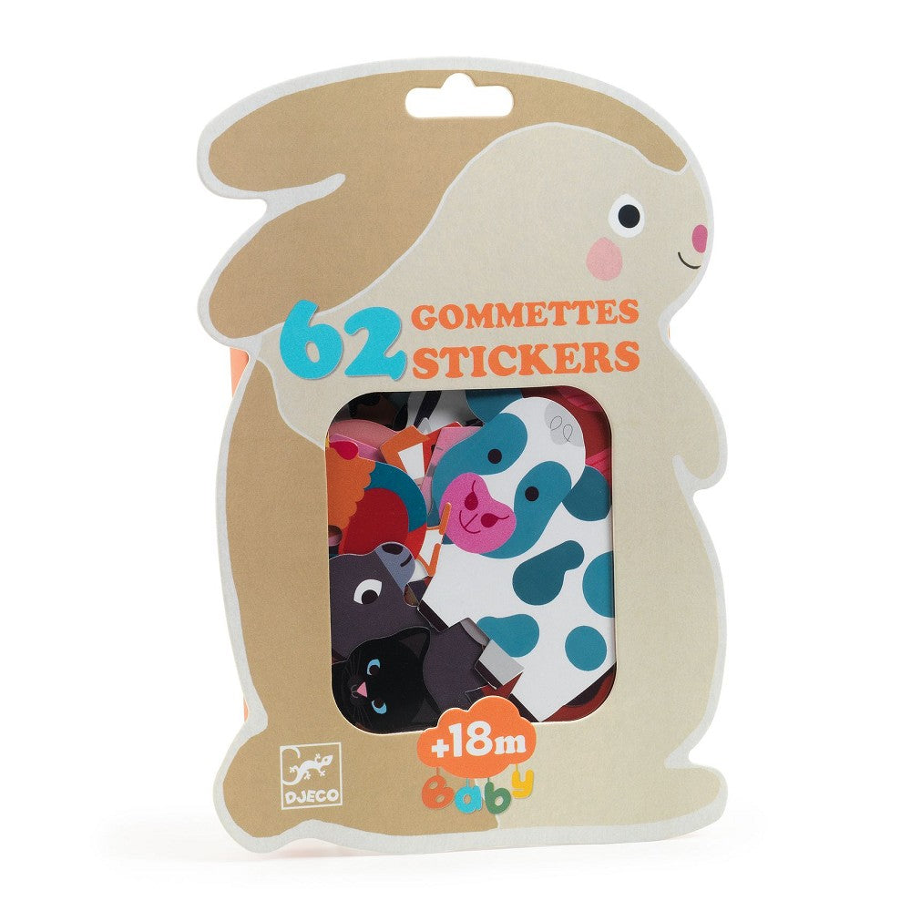 Tiere vom Bauernhof Aufkleber Set mit 62 Stickern, Design Lucie Brunelliere, für Kleinkinder ab 18 Monaten