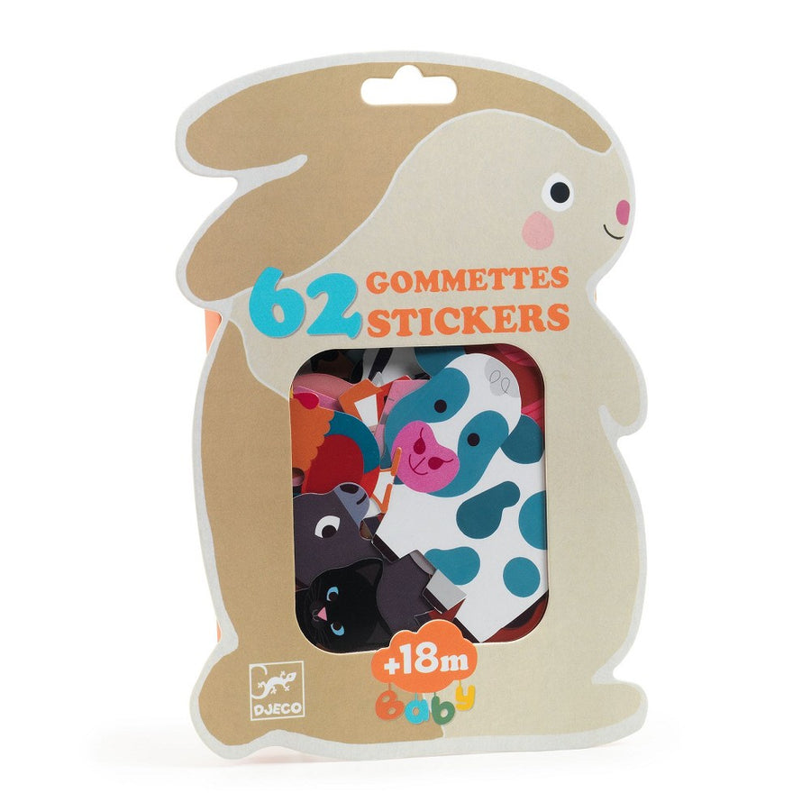 Tiere vom Bauernhof Aufkleber Set mit 62 Stickern, Design Lucie Brunelliere, für Kleinkinder ab 18 Monaten