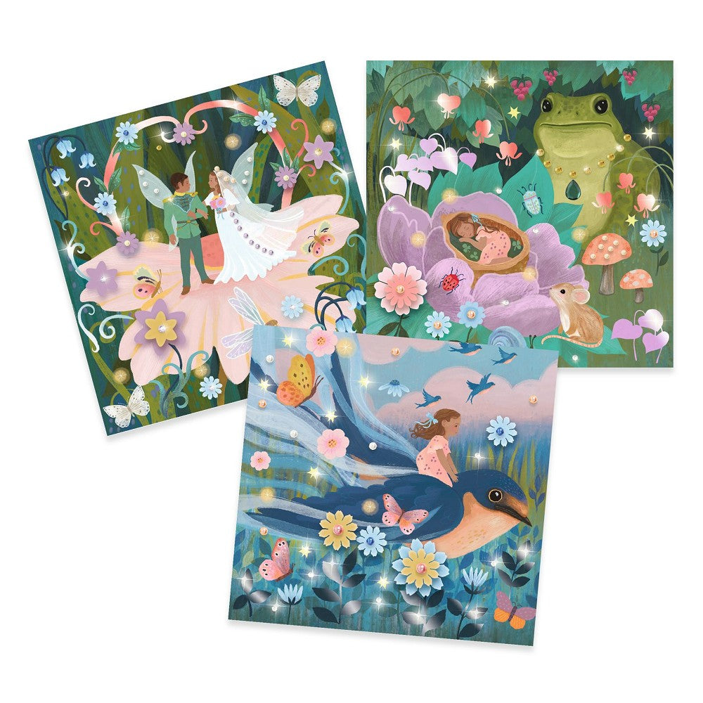 Däumelinchen Legenden Dekorationsset mit Transferbildern, Papierblumen und Strassstickern, Design Kendra Binney