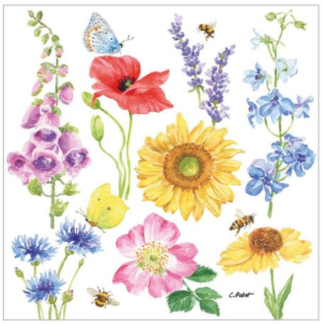 ppd, Flowers & Bees Cocktail-Servietten 25x25 cm