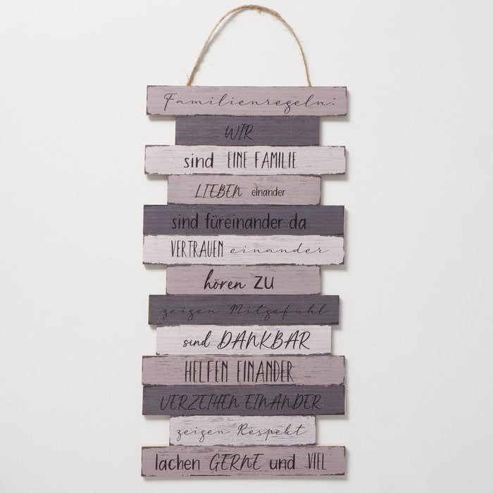 Schild Familienregeln