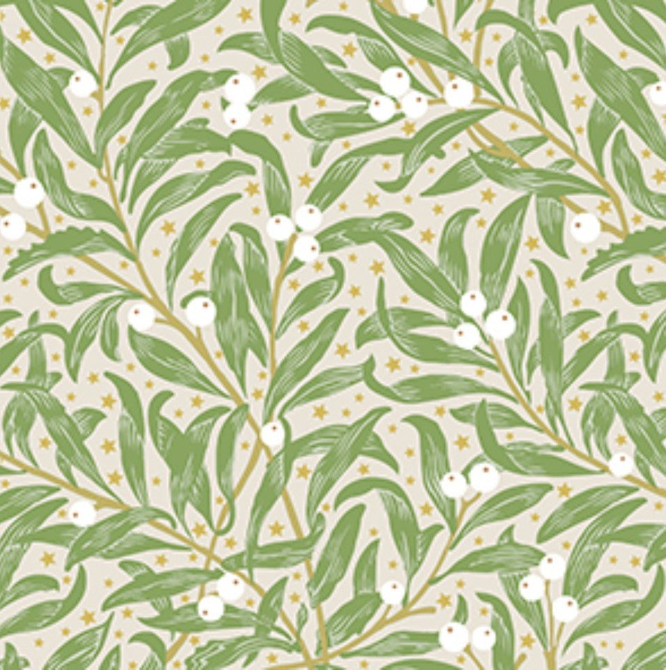 BRAUN COMPANY Servietten Atelier 33x33cm Xmas grün hell mit elegantem Mistelzweig-Muster, hochwertige Weihnachtsservietten, 20 Stück