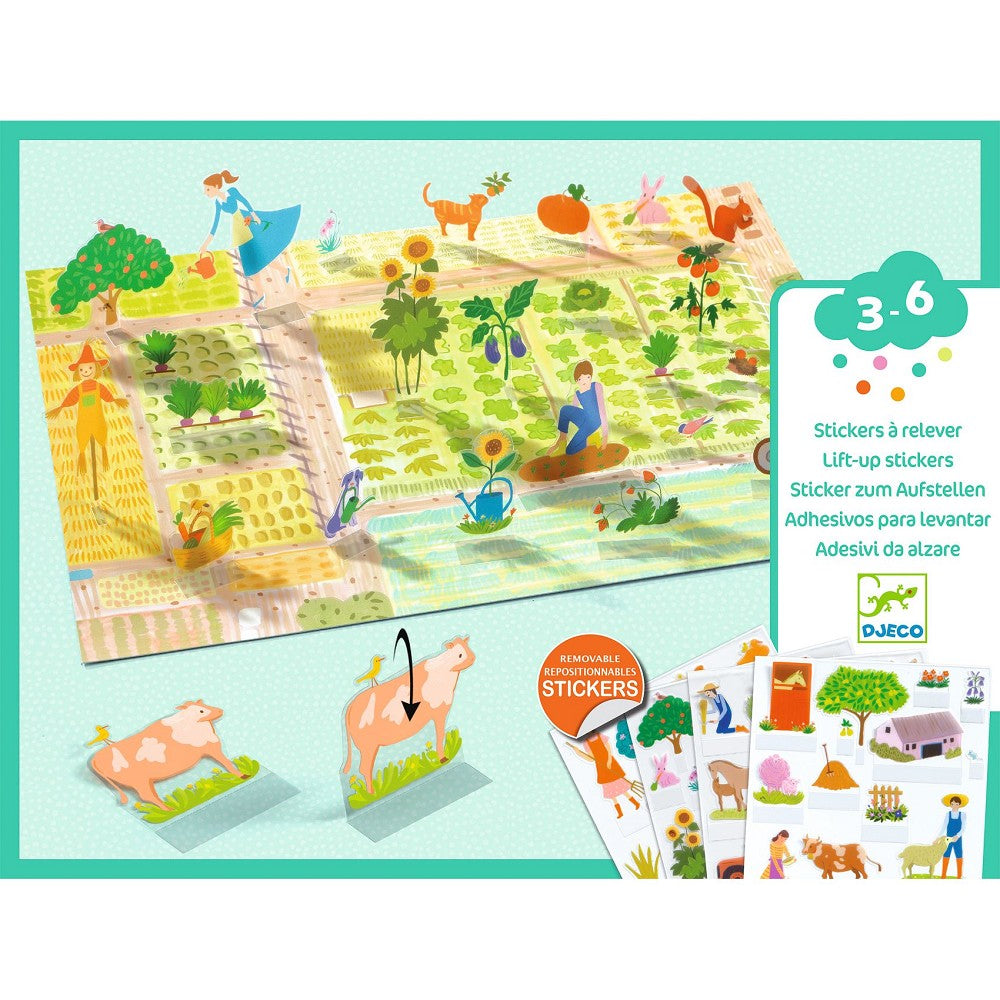 Djeco Sticker zum Aufstellen Bauernhof, 3D-Spiel, 80 Sticker, ab 3 Jahren, FSC-zertifiziert