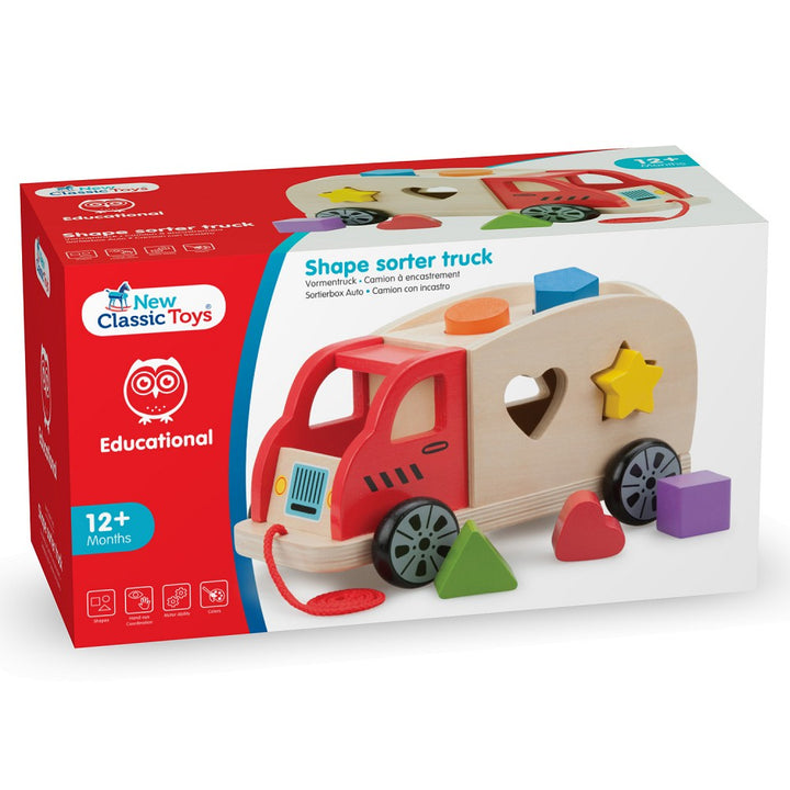 Djeco Sortier-Truck, Holzspielzeug Lastwagen, Sortierspiel für Kinder ab 1 Jahr, farbenfroh