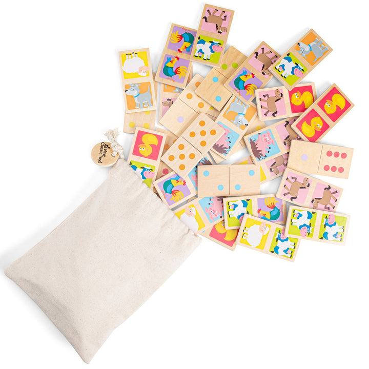 Djeco Domino Tiere, Holzspiel für Kinder, Domino ab 3 Jahren, Lernspiel, Geschenkidee