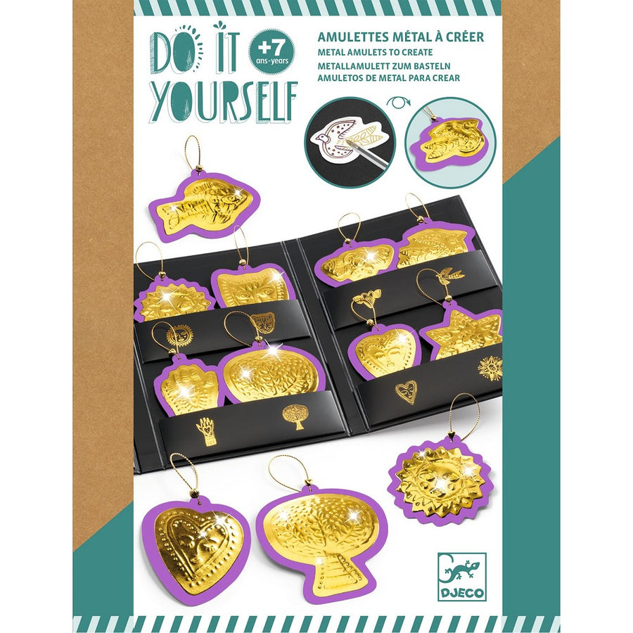 Glücksbringer Metallamulett Bastelset mit 15 Metallstickern, 12 Amulette zum Basteln, Design Aurélia Fronty