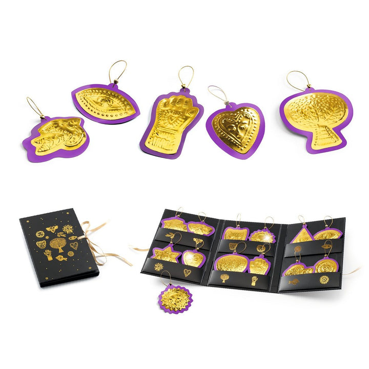 Glücksbringer Metallamulett Bastelset mit 15 Metallstickern, 12 Amulette zum Basteln, Design Aurélia Fronty