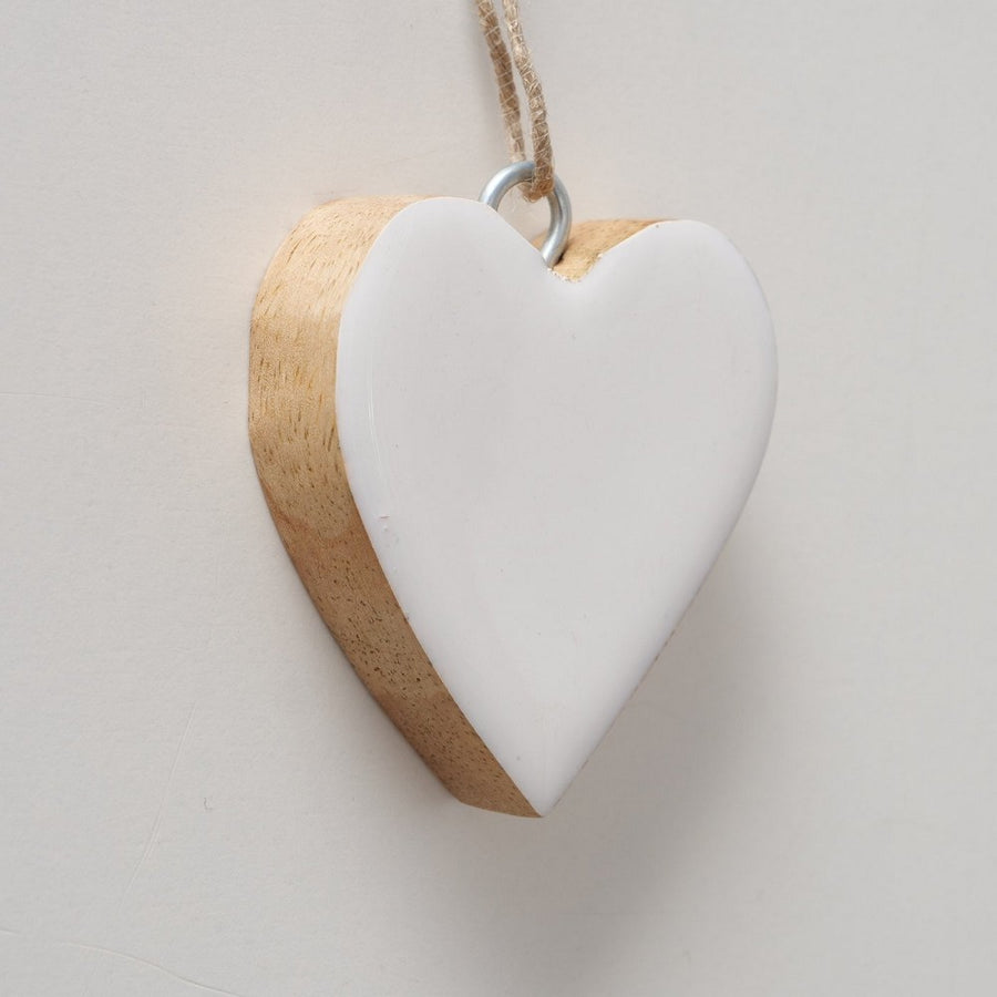 Dekoanhänger Rosaty Herz Holz weiß, 5cm, matt, glänzend, elegantes Dekoherz