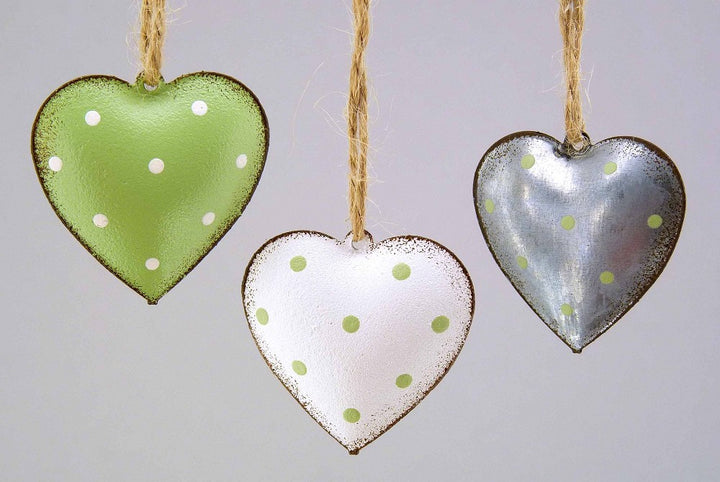  Anhänger aus Metall, Blume oder Herz, grün, weiß, zink, 4cm, sortiert, Dekoration