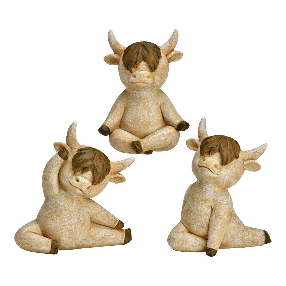 Yoga Highland Rind Poly beige braun 8x11x7cm 3-fach sortiert 1 Stück Deko