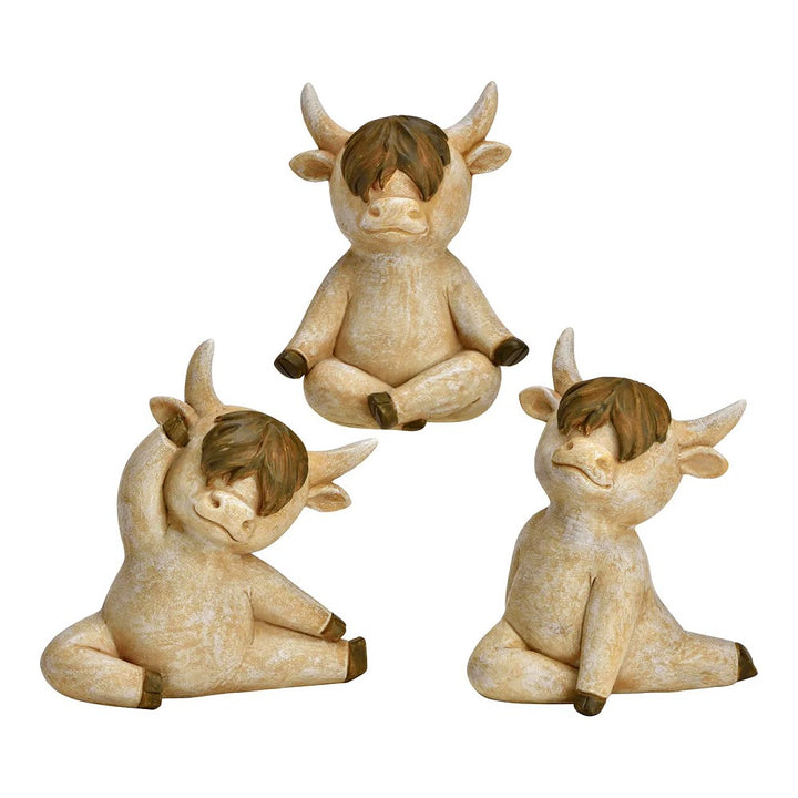 Yoga Highland Rind Poly beige braun 8x11x7cm 3-fach sortiert 1 Stück Deko