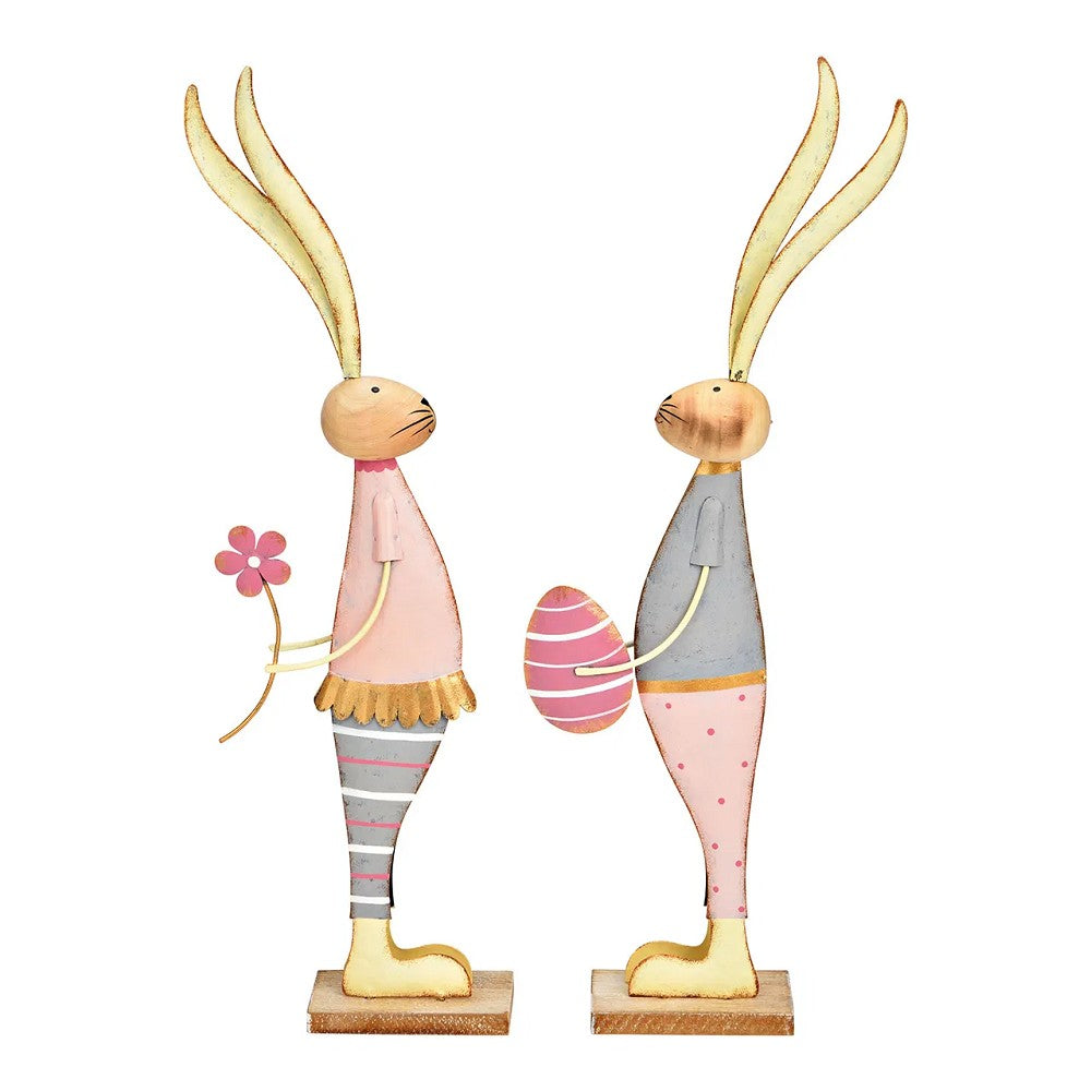 Aufsteller Hase Metall pink rosa 14x39cm 2-fach sortiert 1 Stück Osterdeko