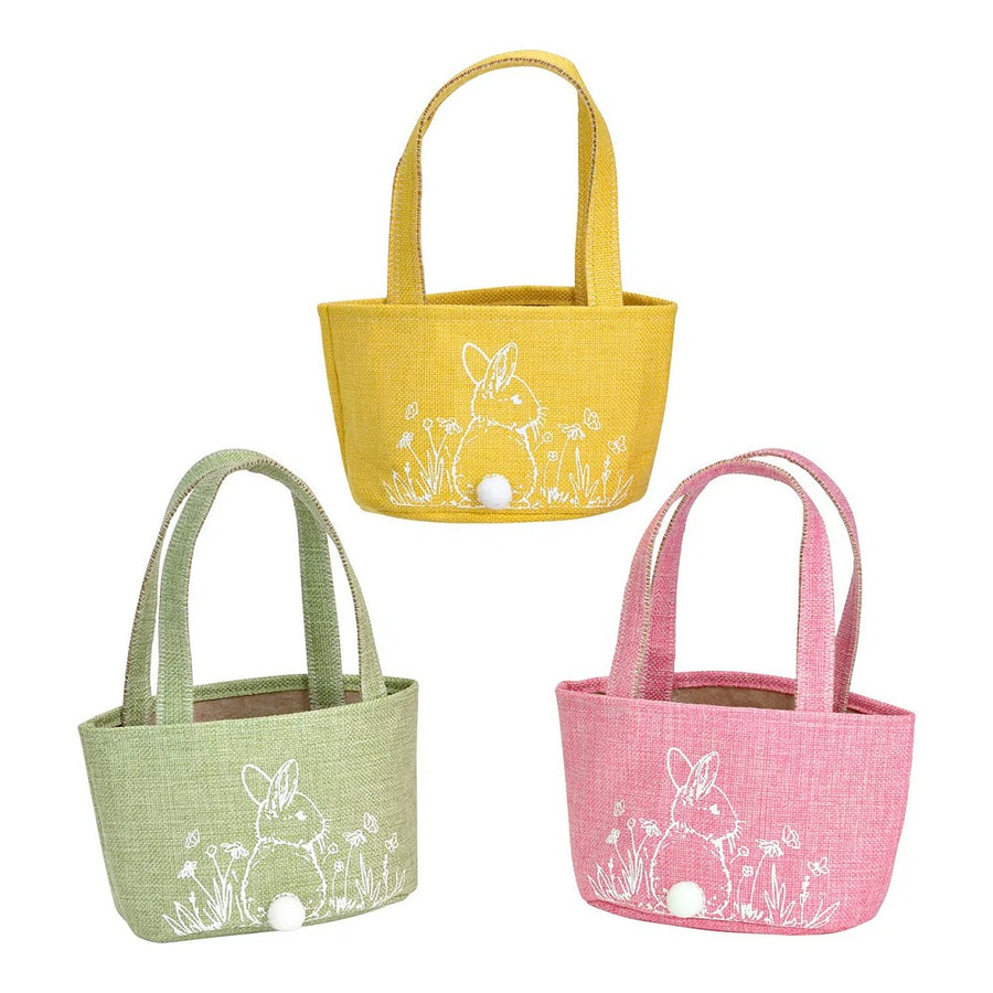 Tasche Ostern Textil gelb rosa grün 20x25x11cm 3-fach sortiert 1 Stück