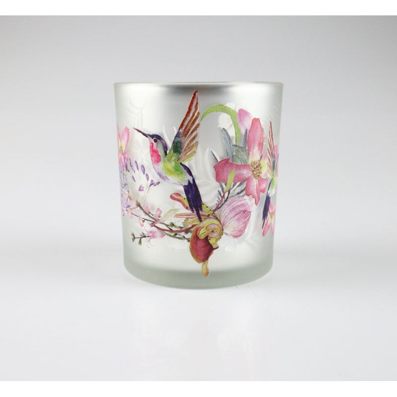 Windlicht Kolibri silber Glas 10x9cm stilvolle Tischdeko