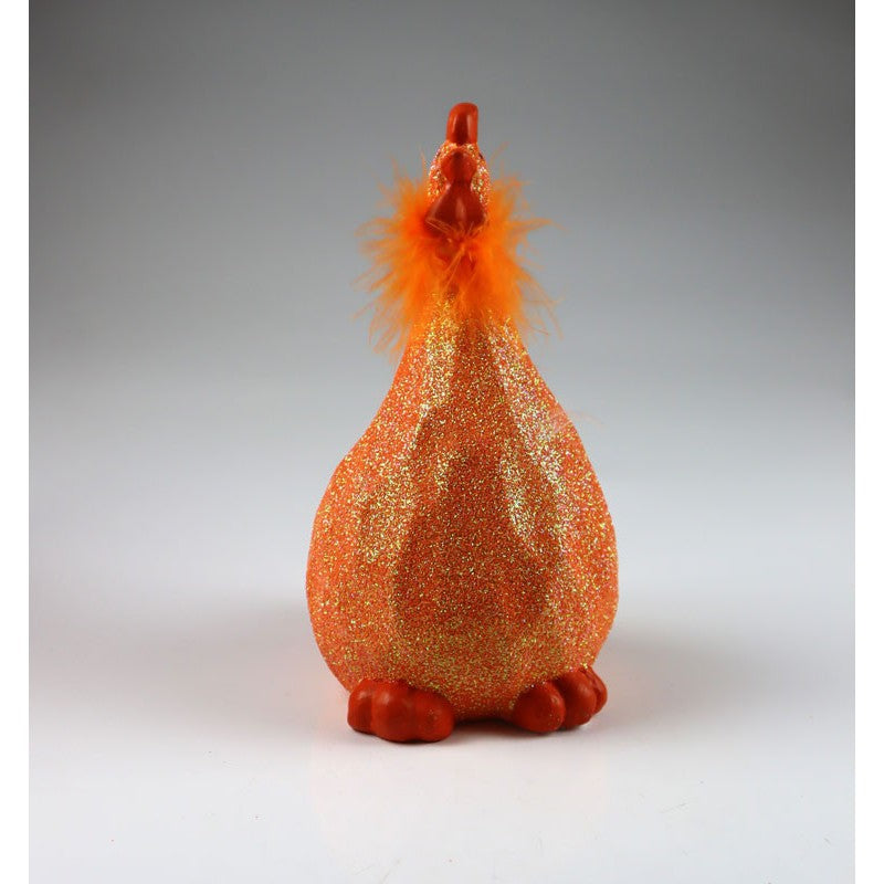 Hahn orange Keramik 15x23cm große Osterdeko