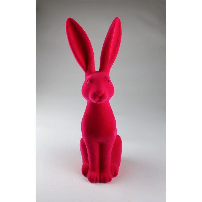 Hase sitzend pink Flock Kunststoff 41cm Osterdeko