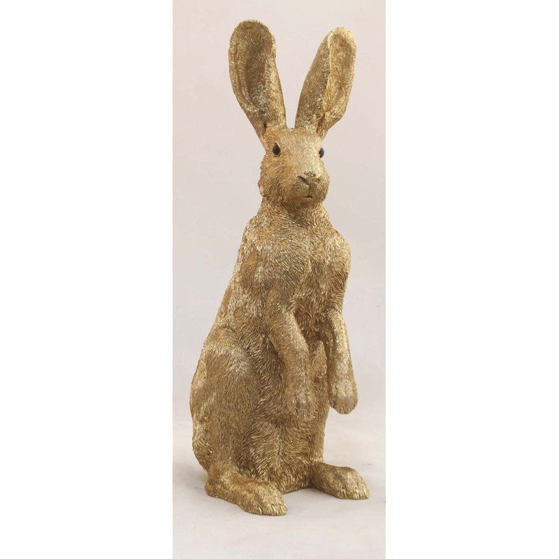Hase gold stehend 17x52cm Osterdeko
