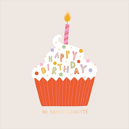 QuadrART Doppelkarte Hotfoil Luxor Happy Birthday Sahneschnitte 115x115mm