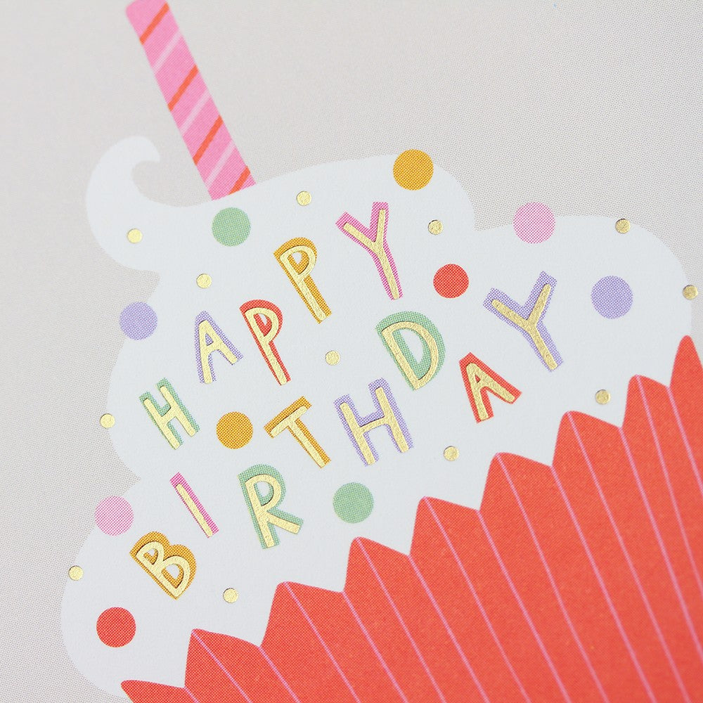 Doppelkarte Hotfoil Luxor Happy Birthday Sahneschnitte 115x115mm Geburtstag