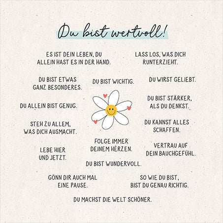 QuadrART Doppelkarte Du bist wertvoll 115x115mm inspirierende Karte