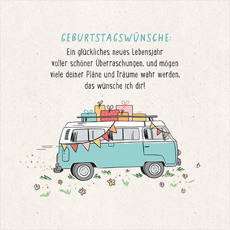 QuadrART Doppelkarte Geburtstagswünsche Überraschungen 115x115mm