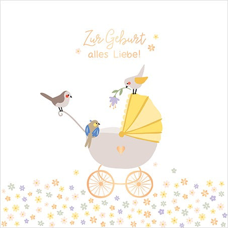 QuadrART Doppelkarte Zur Geburt alles Liebe 115x115mm Glückwunschkarte