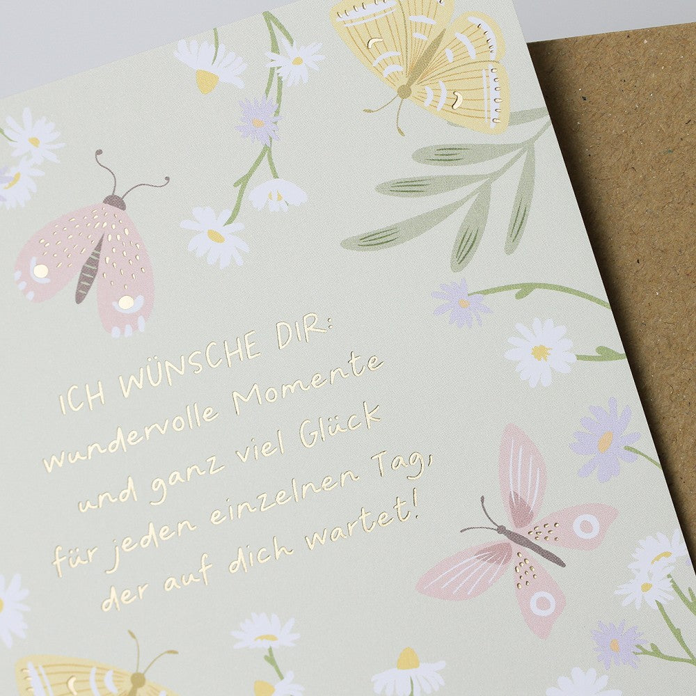 Doppelkarte Wundervolle Momente Glück 115x115mm Glückwunschkarte