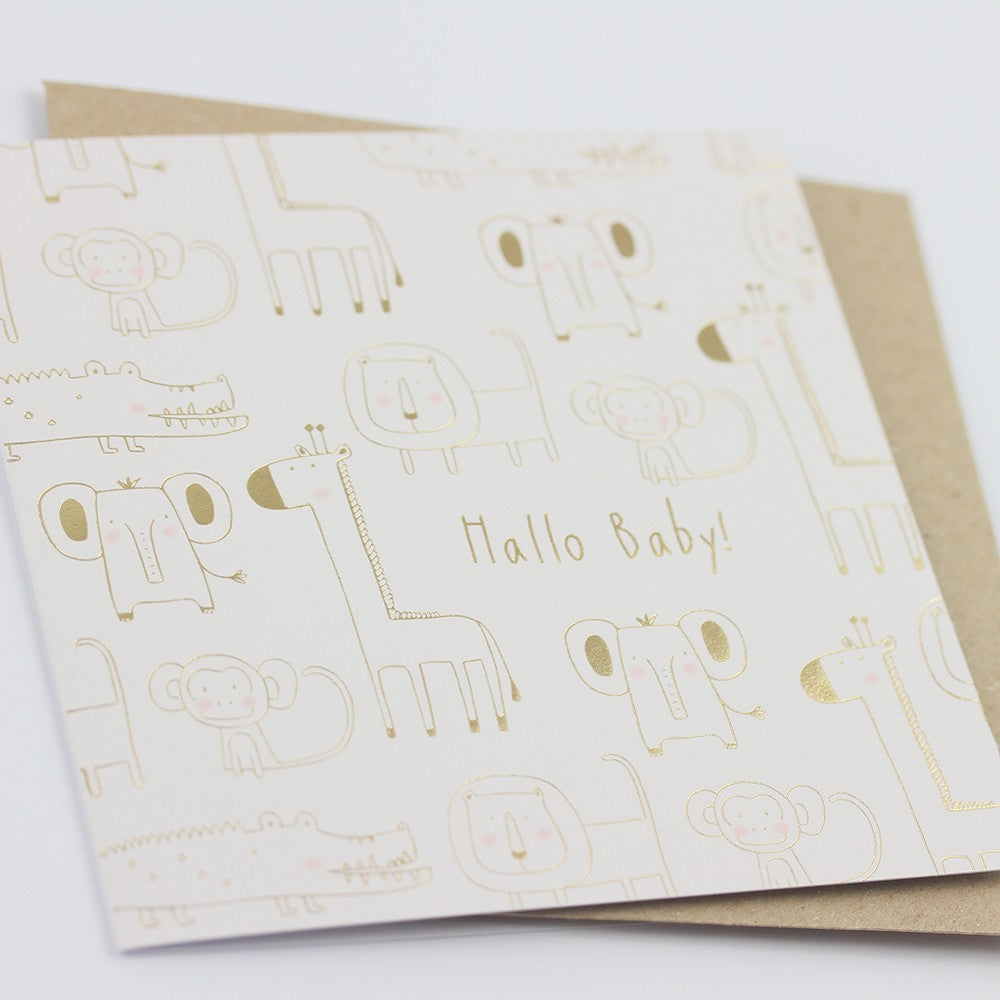 Doppelkarte Hallo Baby 115x115mm Glückwunsch Geburt