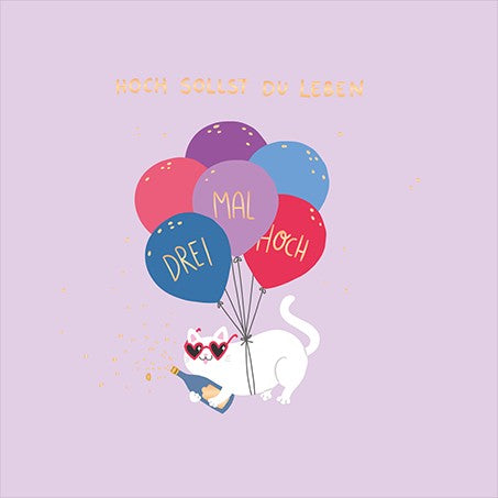 QuadrART Doppelkarte Hoch sollst du leben Drei Mal hoch Geburtstagskarte