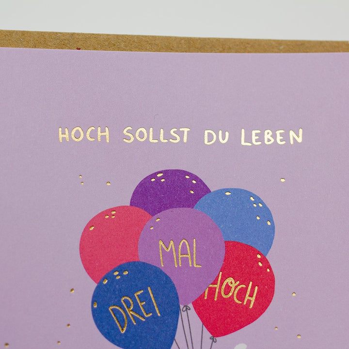 Doppelkarte Hoch sollst du leben Drei Mal hoch quadratisch Karte