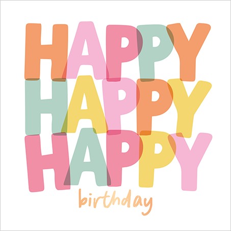 QuadrART Doppelkarte Happy Happy Happy birthday Geburtstagskarte