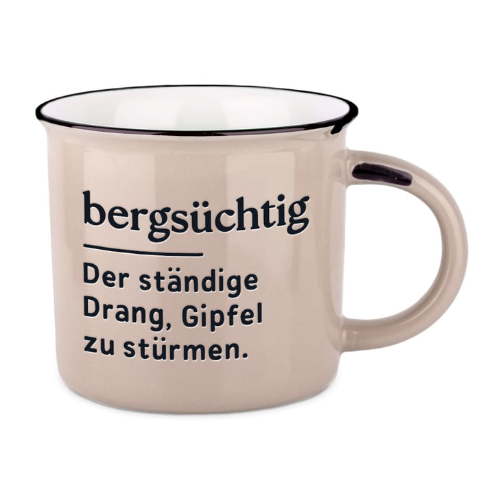 Becher Vintage Bergglück bergsüchtig Grafik Werkstatt 0,4l