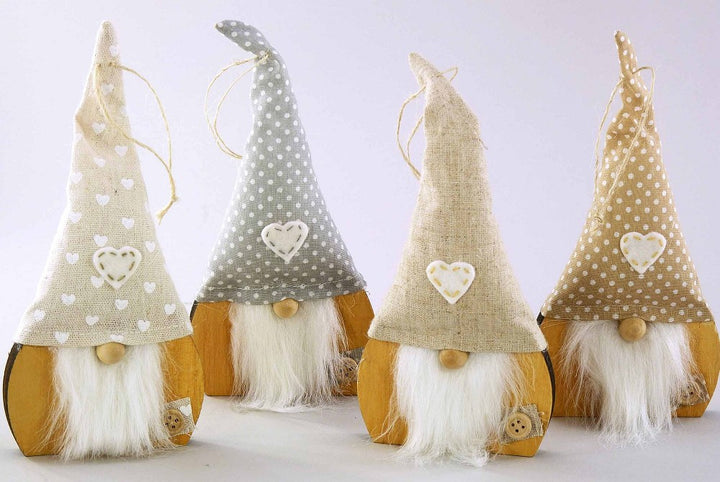 Stoff Holz Wichtel leinen creme 18cm Dekoration