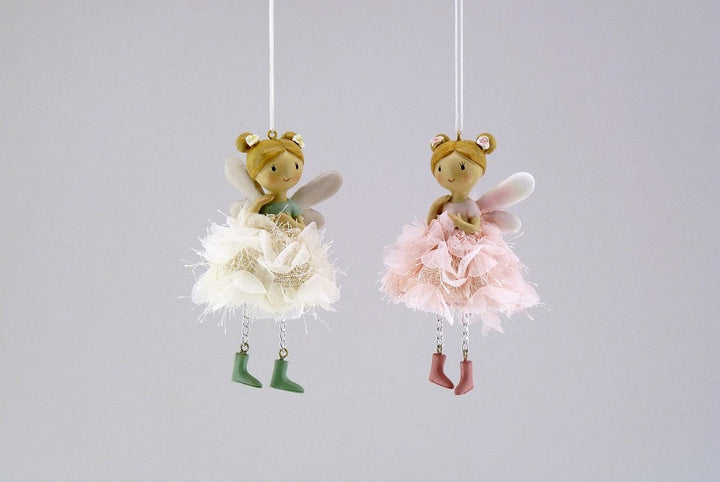 Poly Stoff Elfe creme rosa mint 12cm Dekoration