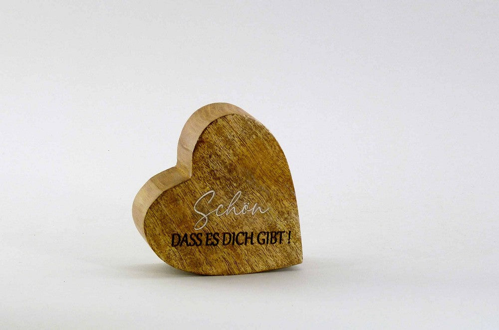 Mangoholz Herz Schön dass es dich gibt 10cm Dekoration