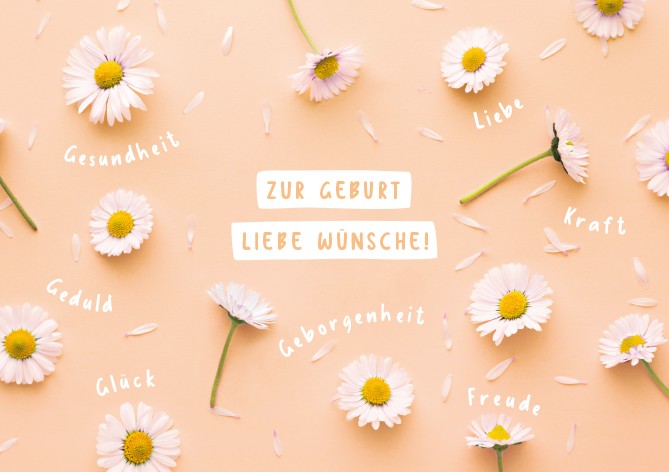 Classic Line Doppelkarte Geburt liebe Wünsche