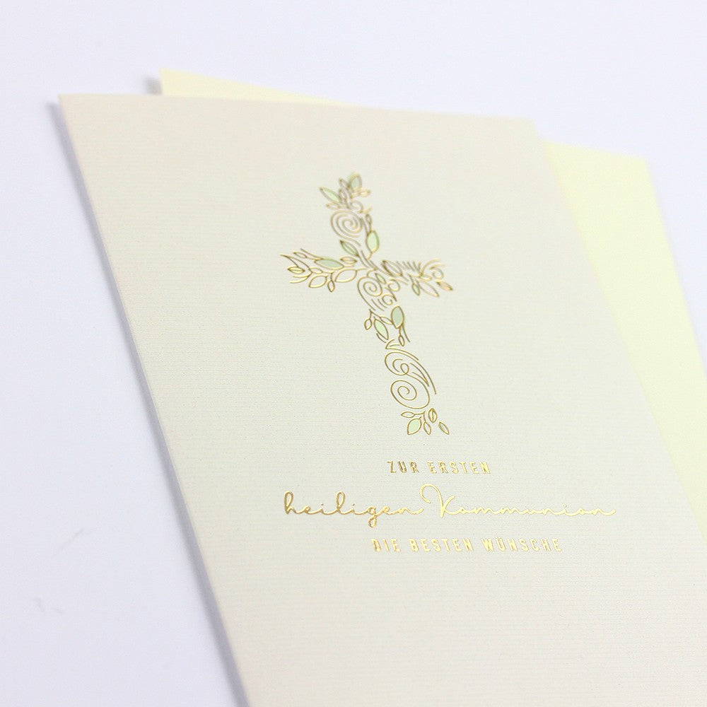 Doppelkarte Kommunion beste Wünsche Classic Line Hochformat