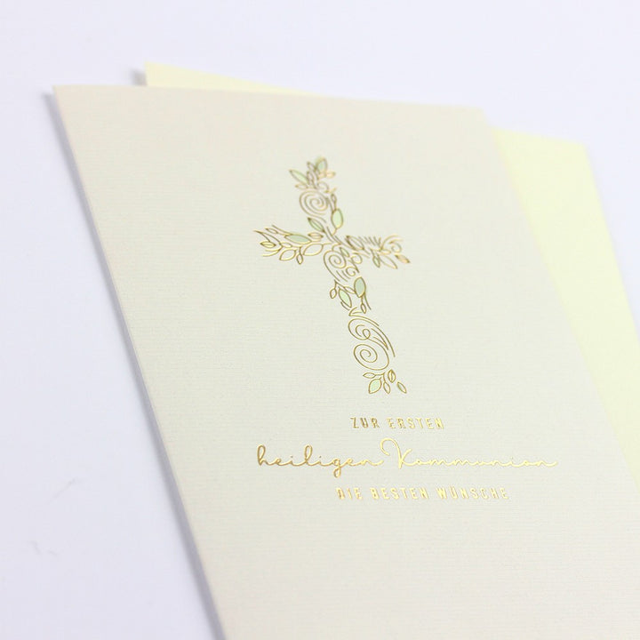 Doppelkarte Kommunion beste Wünsche Classic Line Hochformat