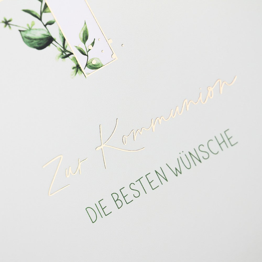 Doppelkarte Kommunion beste Wünsche Classic Line Hochformat