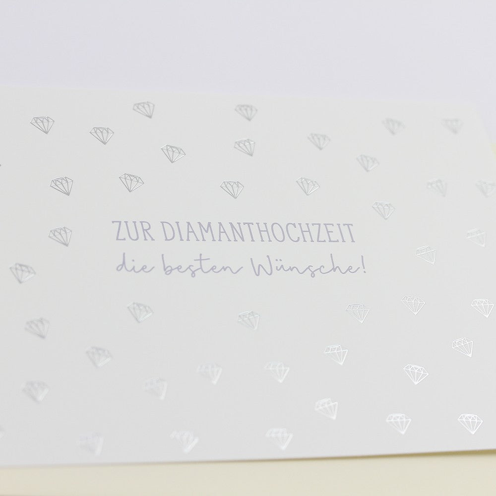 Doppelkarte Diamanthochzeit beste Wünsche Classic Line Querformat