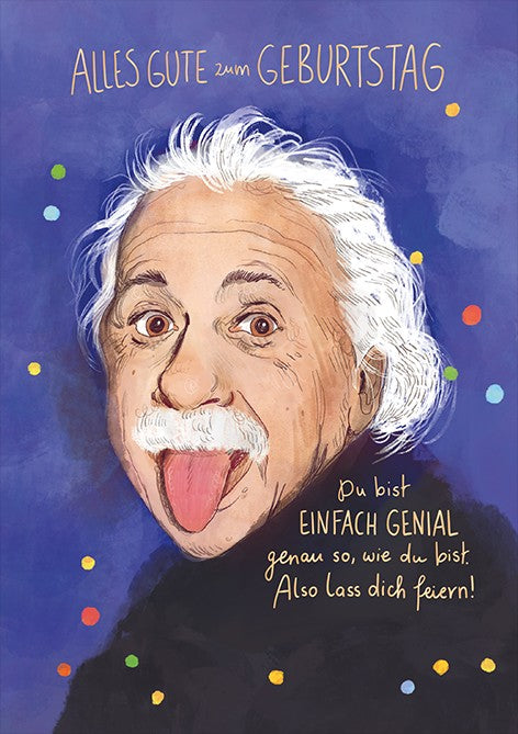 Classic Line Doppelkarte Geburtstag Einstein genial