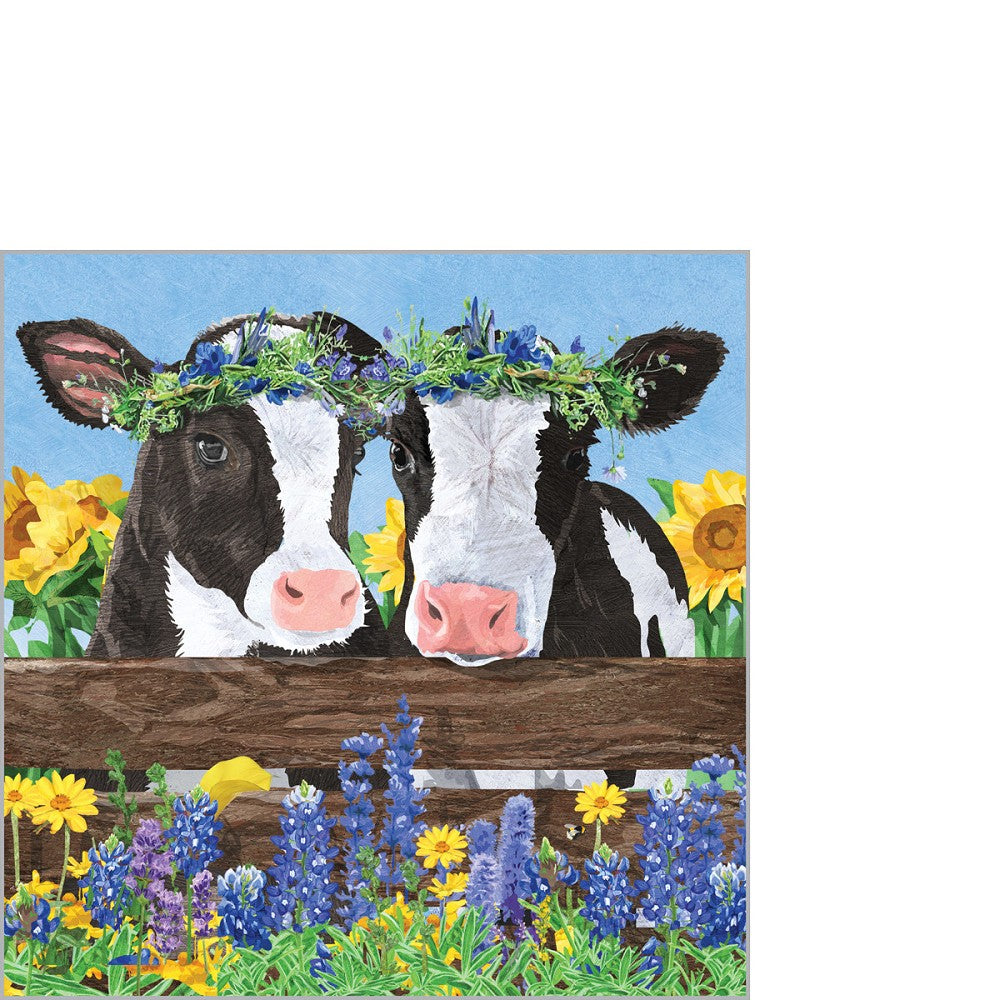 ppd Servietten Borden & Clover 25x25 cm Cocktailformat Kuhmotiv mehrfarbig