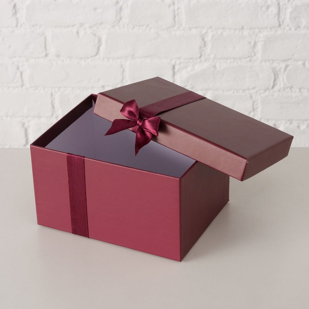 Geschenkbox Bowlina Dunkelrot in Dunkelrot stabile Geschenkverpackung mit Deckel