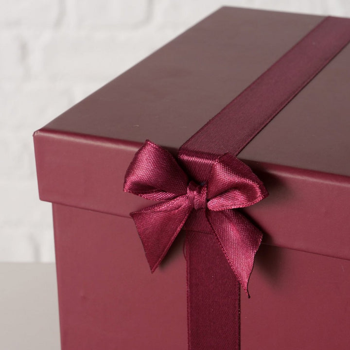 Geschenkbox Bowlina Dunkelrot in Dunkelrot stabile Geschenkverpackung mit Deckel