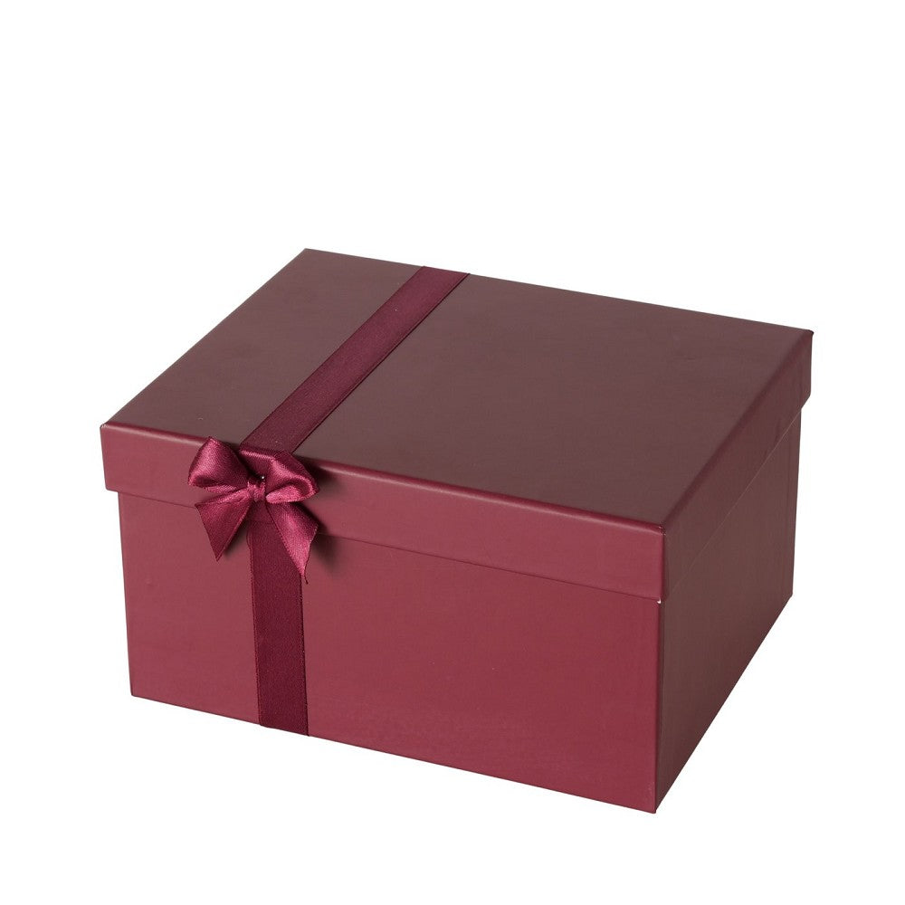 Geschenkbox Bowlina Dunkelrot rechteckig aus robustem Papier mit Deckel