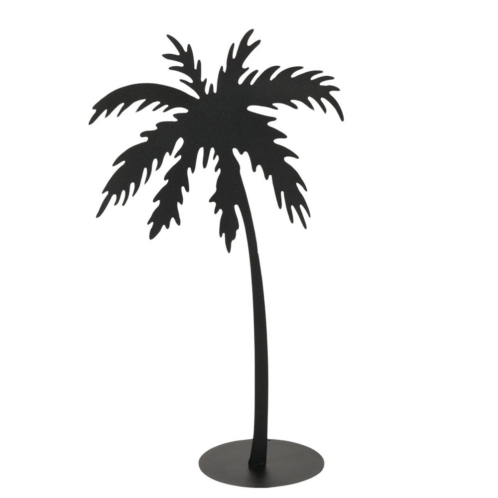 Dekoaufsteller Moloka Palme schwarz matt aus Eisen handgearbeitet mit Stand