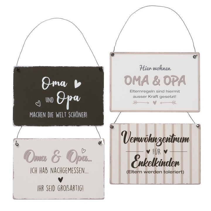 Schild Grosseltern Metallschild zum Aufhängen Spruch Deutsch pulverbeschichtet 4 sort