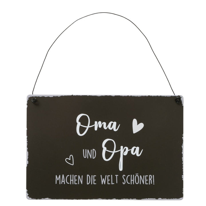Wand Schild Grosseltern 21x14 cm Eisen Beige Schwarz Cremeweiß pro Bestellung 1 Stück