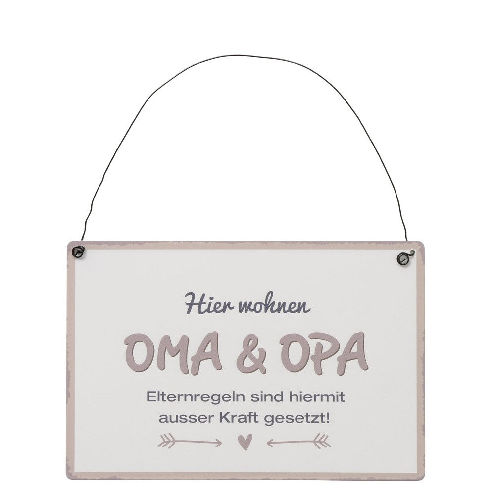Wand Schild Grosseltern 21x14 cm Eisen Beige Schwarz Cremeweiß pro Bestellung 1 Stück